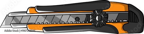 Sharp Utility Knife Cutter Tool Illustration