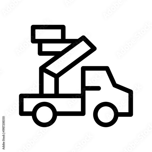 Industrial bucket truck icon modern utility vehicle, aerial maintenance and elevated repair service concept visual