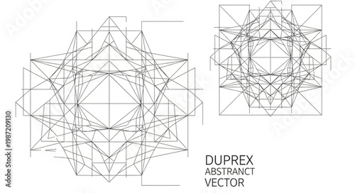 Abstract Geometric Design with Wireframe Elements.