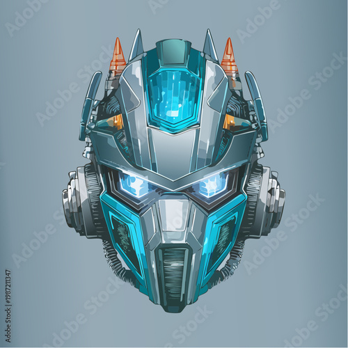 Ein futuristischer Roboterkopf 