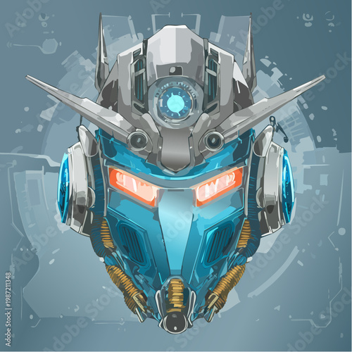 Ein futuristischer Roboterkopf 