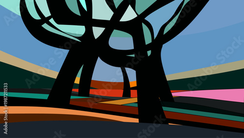 alia landscape, flat vector illustration