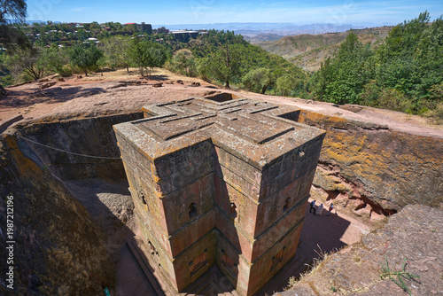 The rock-hewn Church of Saint George (Biete Ghiorgis) in Lalibela, Ethiopia