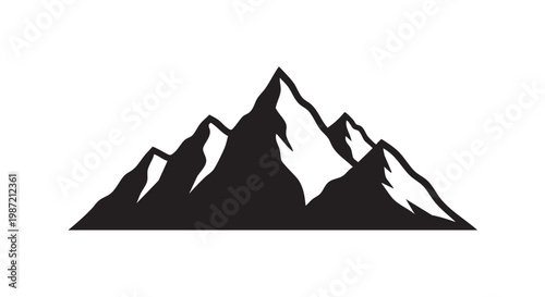 Mountains silhouette vector, black mountain icon isolated on white background, nature landscape.