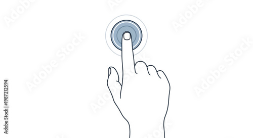 Hand pressing a blue button.