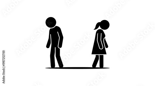 Separated Silhouette Figures Walking Away
