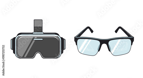 Virtual reality goggles and eyeglasses.