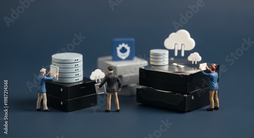 IT workers managing backup systems symbolizing cybersecurity protection and disaster recovery readiness