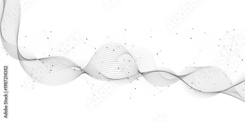 Abstract grey wavy lines Digital frequency track equalizer background. Curved wave smooth stripe seamless pattern. Wave lines created using blend tool. graphic design template banner business wave.