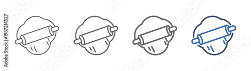 
outline icon set rolling with rolling pin and dough design