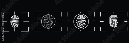 Fingerprint icon. Simple vector illustration on black and white background