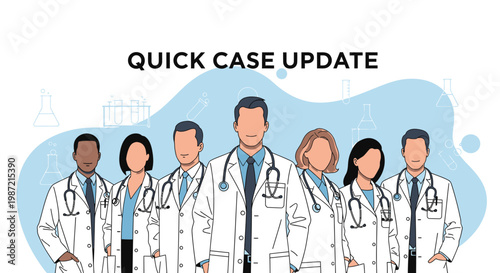 Medical professionals, doctors, healthcare team, stethoscopes, white coats, illustration set