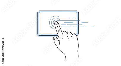 Hand Touching Screen with Finger.