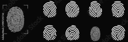 Fingerprint icon. Creative design. Colorful and black fingerprint