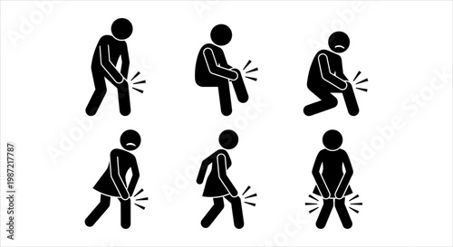 Knee Pain And Discomfort Icons With Different Poses
