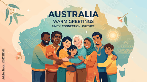 Australia Multicultural Diversity and Unity Illustration