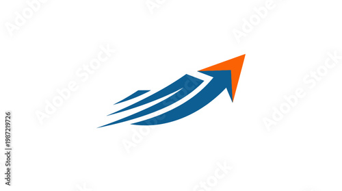 Abstract Arrow Logo Ascending on White Background