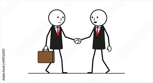 Illustrative Depiction of Businessmen Shaking Hands for Partnership