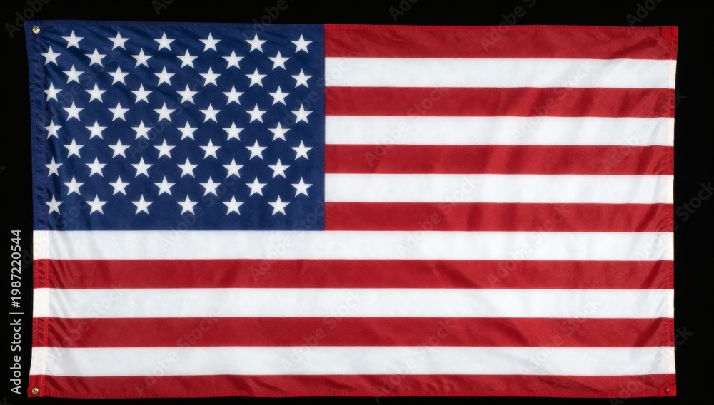 Fototapeta premium Waving united states of america flag with its stars and stripes on a black background