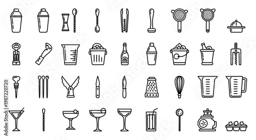 Collection of kitchen utensils and tools.