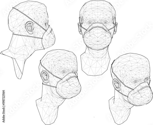 Canvastavla Vector sketch illustration of Safety Respirator Half Face Dust Mask design to pr