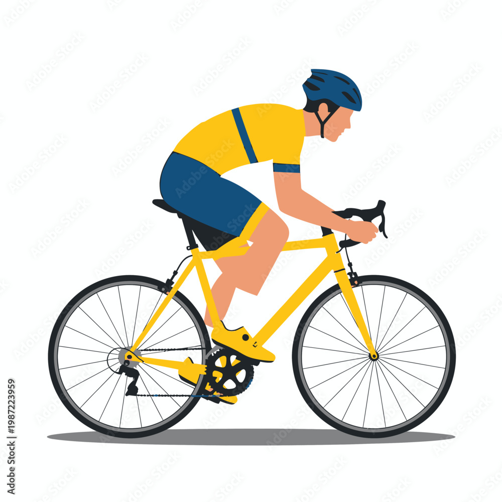 Naklejka premium Professional athlete in dynamic pose with bicycle, modern vector illustration