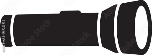 A large black camera lens on a white background for photography and optics concepts