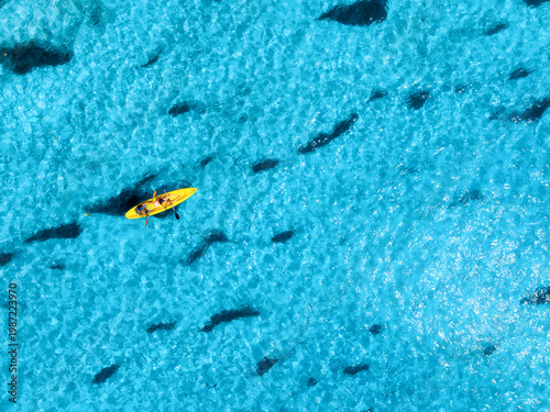Aerial view of a kayakers p...