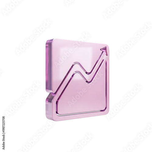 Graph Icon Pink Glass Isolated On Transparent Background