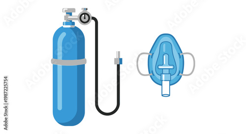 Oxygen tank with breathing mask.