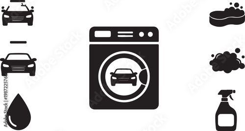 car washing sign with sponge and hose