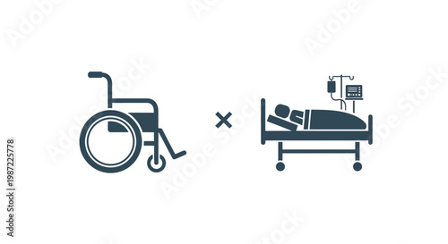 Hospital Bed and Wheelchair Combination.