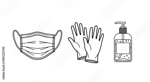 Face Mask Gloves Hand Sanitizer.