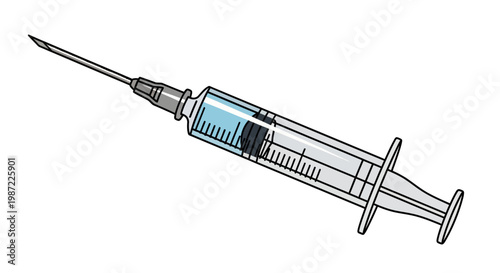 Medical Syringe with Needle Closeup.