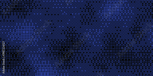 Vector deep blue pixelated pattern with scattered black dots, crisp pixel blocks and scalable detailed pattern, eps10