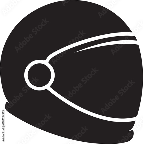 Black motorbike helmet with white lines and visor isolated on white background