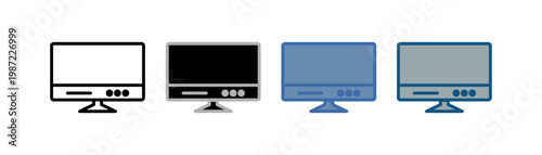 
outline icon set monitor with computer screen design