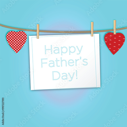 Happy Father's Day Greeting Card with Hanging Hearts