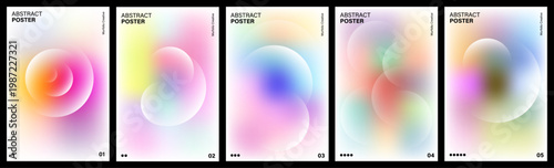 Modern Abstract Posters Featuring Soft Pastel Gradient Backgrounds and Soft Blurry Fluid Shapes