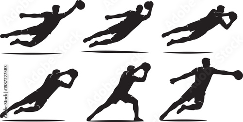 Basketball player silhouettes, athletic poses, sports icons, vector graphics
