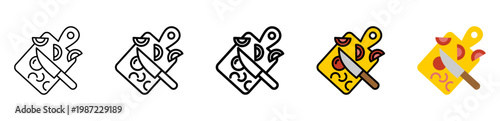Cutting Board Icon With Differences and Colors