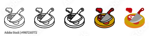 Butcher Knife Icon With Differences and Colors