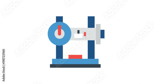 Industrial Drill Press Machine Vector Illustration, Flat Style Mechanical Equipment Icon for Manufacturing and Engineering Workshop Concepts