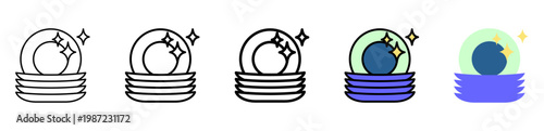 Dish Icon With Differences and Colors