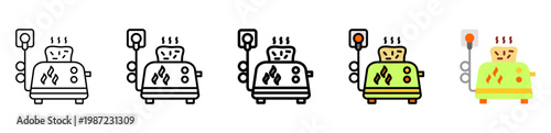 Toaster Icon With Differences and Colors