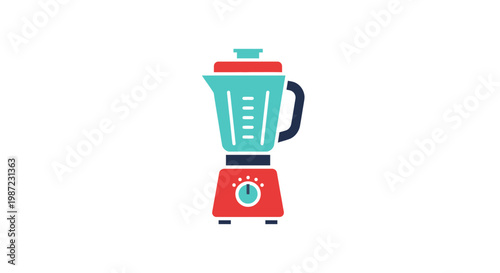 Kitchen Blender Vector Illustration, Flat Design Style Graphic for Cooking and Healthy Food Preparation Concepts, Isolated Appliance Icon