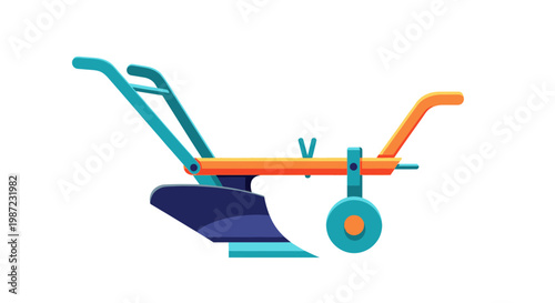 Manual Agricultural Plow Vector Illustration for Farming and Soil Cultivation Projects