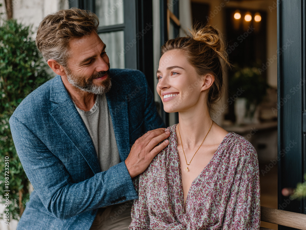 Naklejka premium Connectioneering Support and Empathy in Relationships Intimate Togetherness at Home Fostering Trust and Care for Mental Health