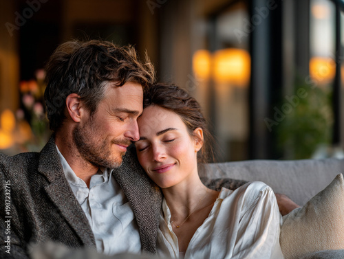 Intimate Connection and Tenderness A Supportive Relationship in a Cozy Home Environment Emphasizing Care and Trust