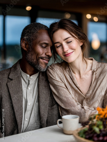 Emotional Connection and Togetherness A Couple's Supportive Moment at a Cozy Cafe Intimate Environment of Trust and Care